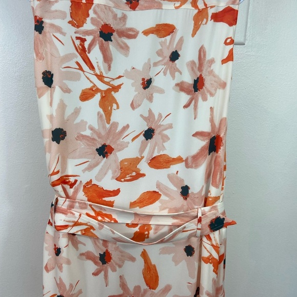 New Theory Silk Dress Floral Print Linigole Lily Pockets Belted Event Formal 8 - Picture 6 of 14